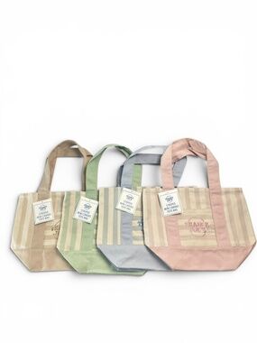 Trader Joe’s Viral Striped Mini Tote Canvas Bag Pastel Set of 4-NWT